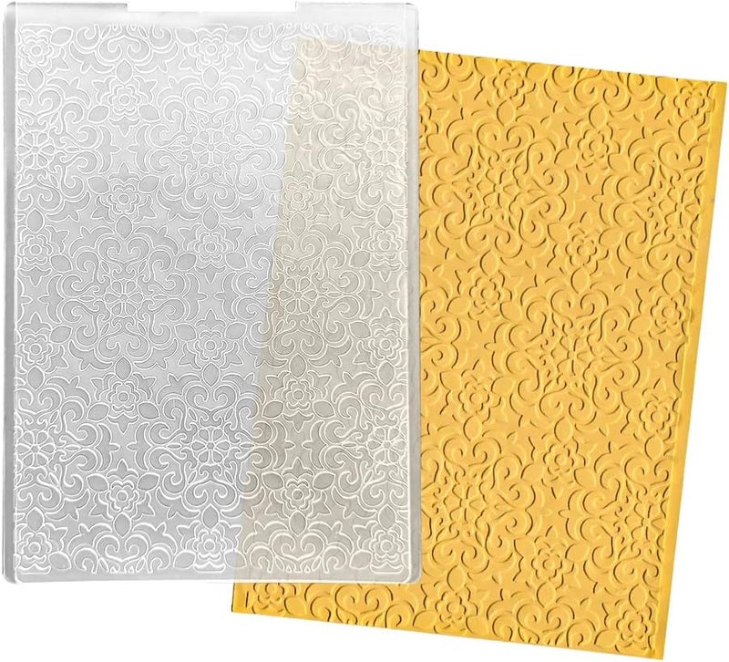 ALIBBON Flower Background Plastic Embossing Folders for Card Making, Flower Frame Embossing Folders for DIY Scrapbooking, Lace Flowers Template Folders for Paper Craft Photo Album Decorations - Image 1
